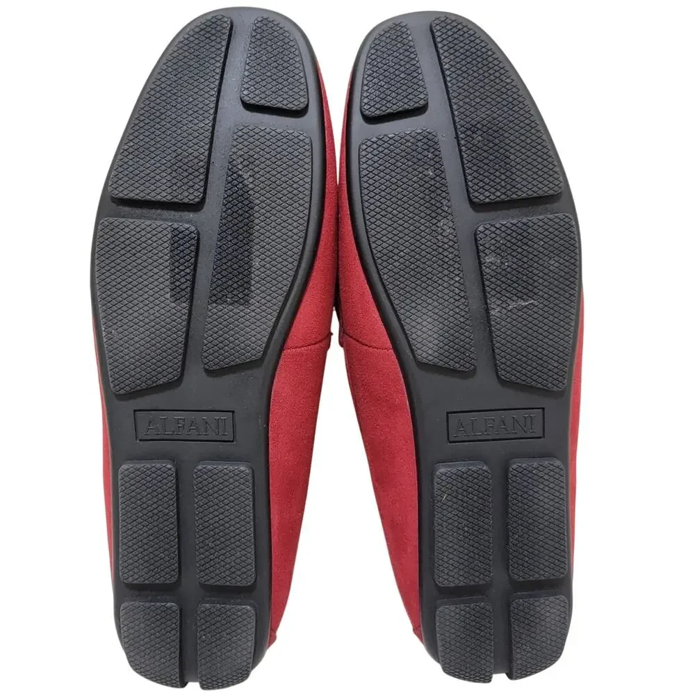 Alfani Men Egan Slip On Driving Loafers Size US 8M Red Faux Suede
